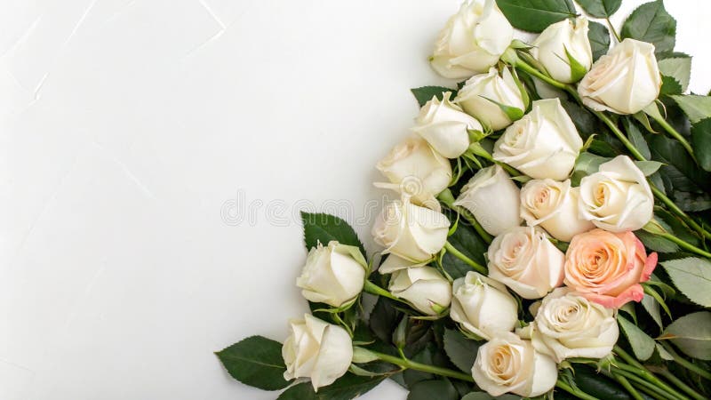 A: La generazione di rose bianche su fondo bianco accordo romantico illustrazione vettoriale