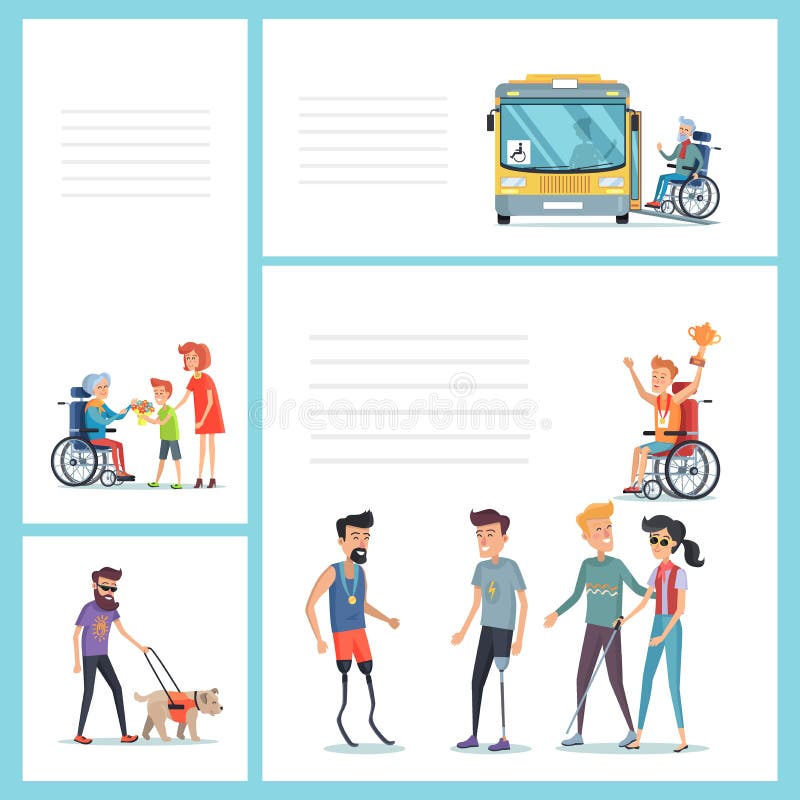 La gente con le inabilità fa l'insieme del personale regolare illustrazione vettoriale La gente con le inabilità fa l'insieme del personale regolare illustrazione vettoriale