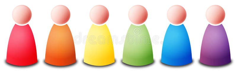 Vector isolated colorful persons on white background. LGBT symbol - for gay, lesbian, bisexual or transgender relationship, love or sexuality. Vector isolated colorful persons on white background. LGBT symbol - for gay, lesbian, bisexual or transgender relationship, love or sexuality