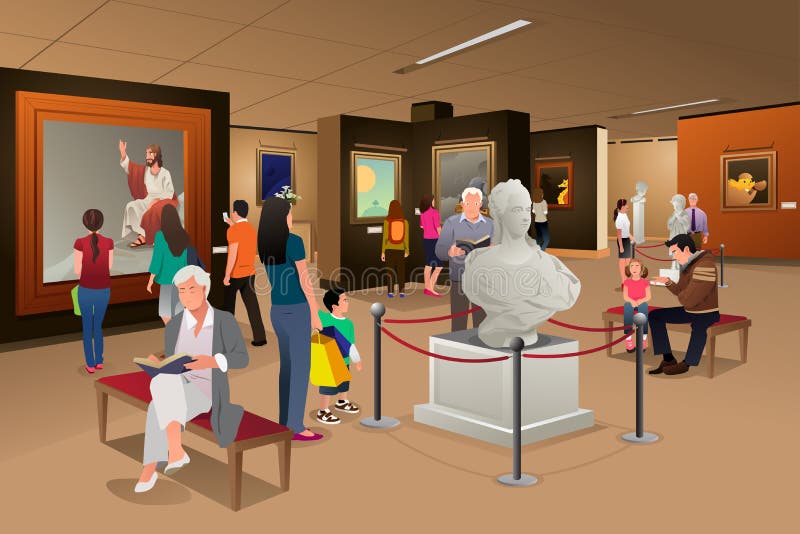La gente dentro un museo di arte