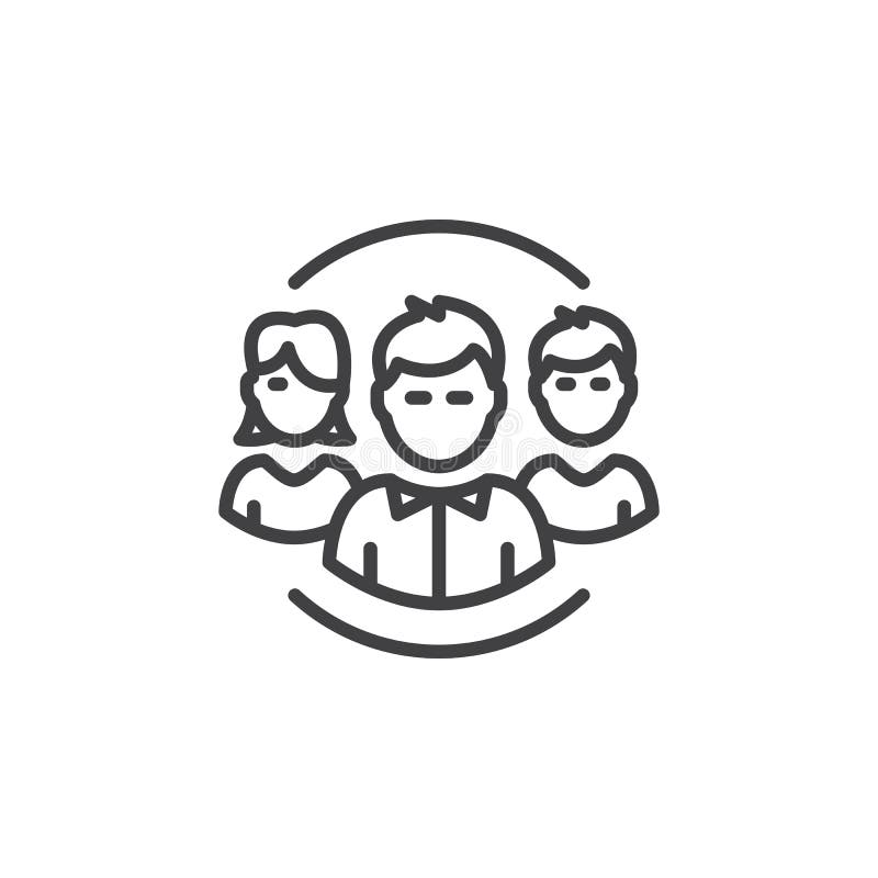La gente, linea icona, segno di vettore del profilo, pittogramma lineare del gruppo isolato su bianco royalty illustrazione gratis La gente, linea icona, segno di vettore del profilo, pittogramma lineare del gruppo isolato su bianco royalty illustrazione gratis