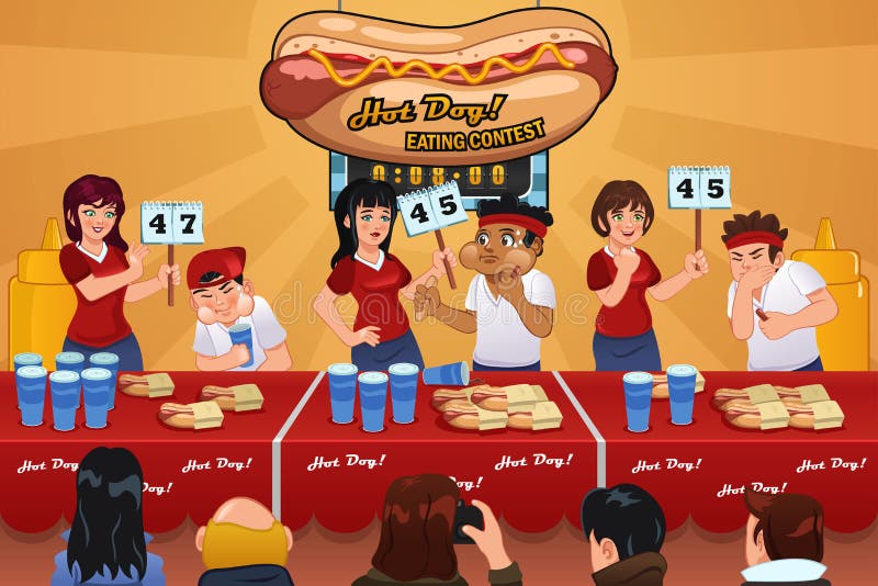 La gente nel concorso di cibo dell'hot dog