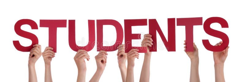 La gente passa la tenuta degli studenti diritti rossi di parola fotografie stock libere da diritti La gente passa la tenuta degli studenti diritti rossi di parola fotografie stock libere da diritti