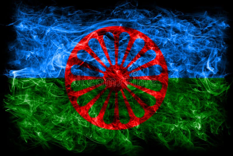 Bandera de grunge romaní, Bandera de humo gitana Ilustración de stock de  ©vladem #187803786