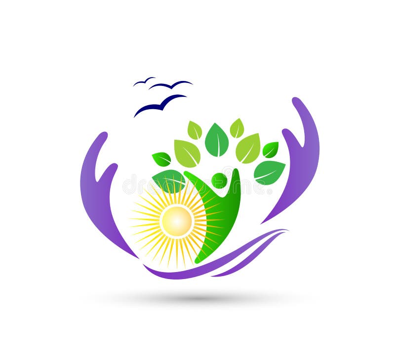 La gente sana de la agricultura de la reserva del cuidado de la naturaleza cuida diseño del logotipo de la hoja Atlético, balanza libre illustration La gente sana de la agricultura de la reserva del cuidado de la naturaleza cuida diseño del logotipo de la hoja Atlético, balanza libre illustration