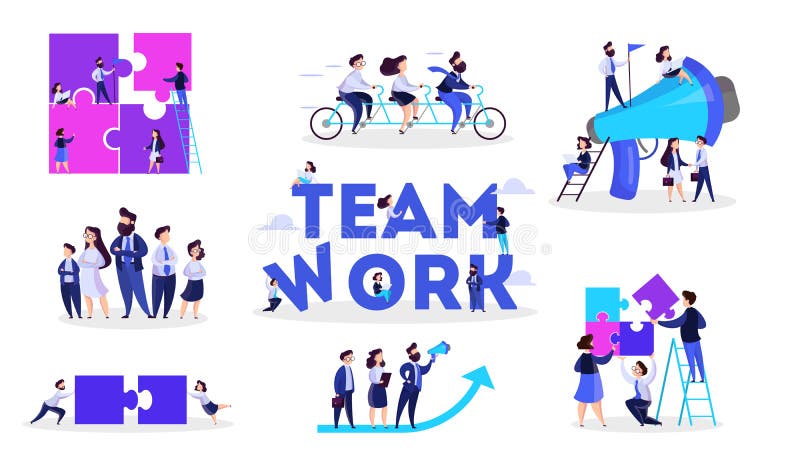 La gente trabaja junta en equipo Estrategia y negocio stock de ilustración La gente trabaja junta en equipo Estrategia y negocio stock de ilustración