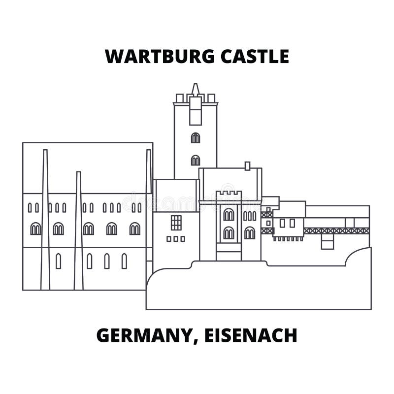 La Germania, linea concetto del castello di Eisenach Wartburg dell'icona La Germania, segno lineare di vettore del castello di Ei illustrazione di stock La Germania, linea concetto del castello di Eisenach Wartburg dell'icona La Germania, segno lineare di vettore del castello di Ei illustrazione di stock