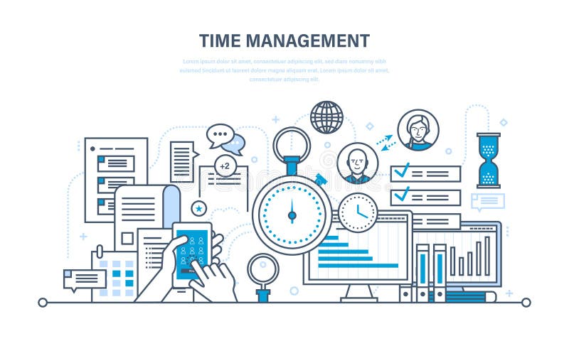 La Gestion Du Temps La Planification Organisation Du Travail Travaillent A Regulation De Processus Illustration De Vecteur Illustration Du Graphisme Conception