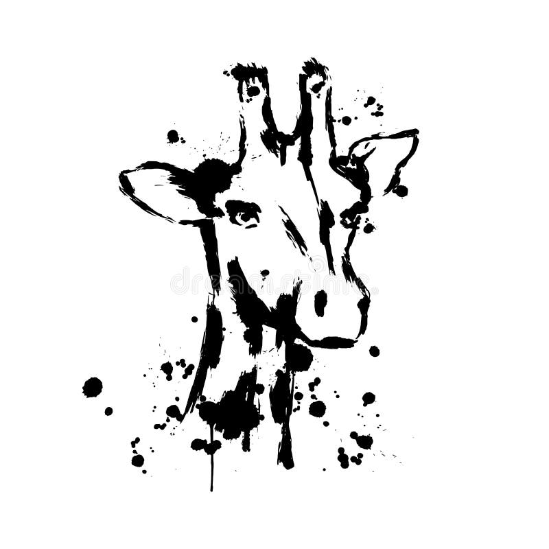 La giraffa è di colore nero, animali africani, vettoriale, giraffa illustrazione vettoriale