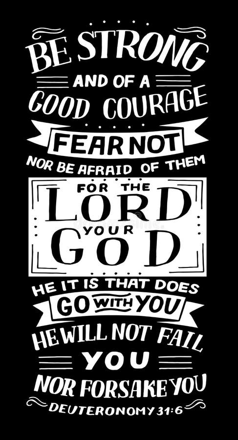 La gravure sur main avec le verset biblique soit fort et d'une bonne peur de courage pas