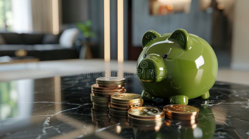 La Green Piggy Bank. images libres de droits