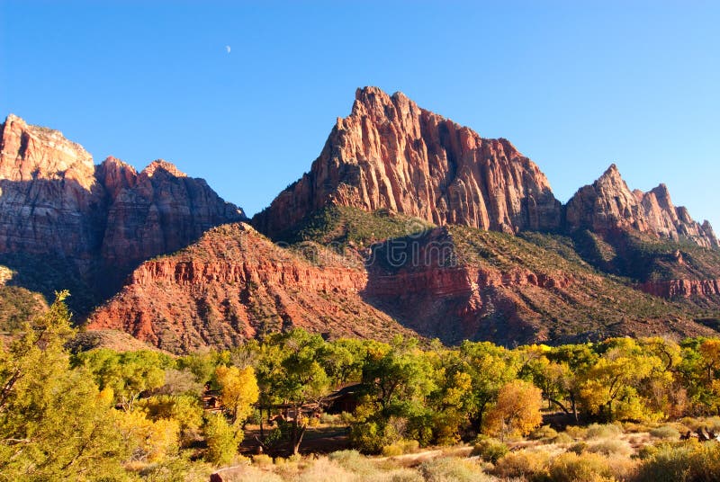 The Watchman monolith at the south entrance of Zion National Park. The Watchman monolith at the south entrance of Zion National Park