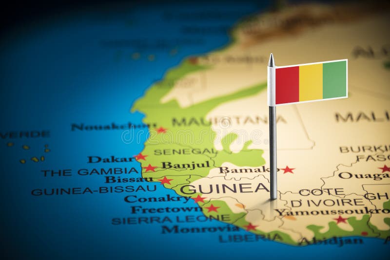 La Guinée Belgique a identifié par un drapeau sur la carte image libre de droits La Guinée Belgique a identifié par un drapeau sur la carte image libre de droits