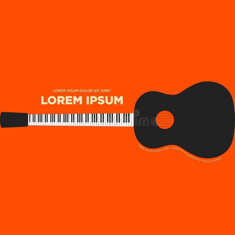 La guitare et la rétro affiche de vintage de piano soustraient le fond d plat illustration libre de droits La guitare et la rétro affiche de vintage de piano soustraient le fond d plat illustration libre de droits