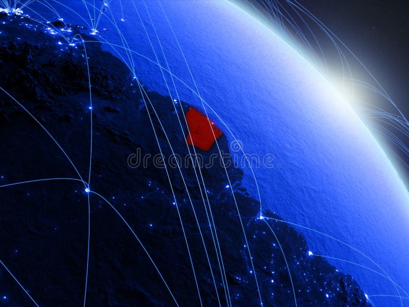 La Guyane française française sur le globe numérique bleu bleu illustration stock