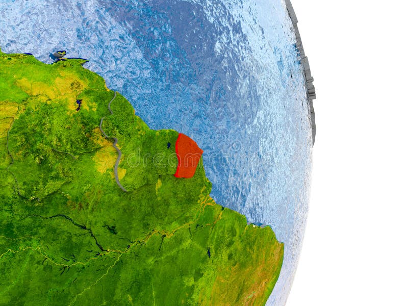 La Guyane française française sur le globe réaliste illustration de vecteur