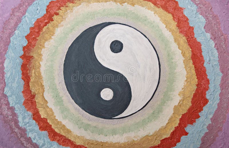 Yin yang painted symbol, circle of life. Concept for duality, dark - light, negative - positive, male - female, expanding and contracting, chakra healing, meditation. Yin yang painted symbol, circle of life. Concept for duality, dark - light, negative - positive, male - female, expanding and contracting, chakra healing, meditation.