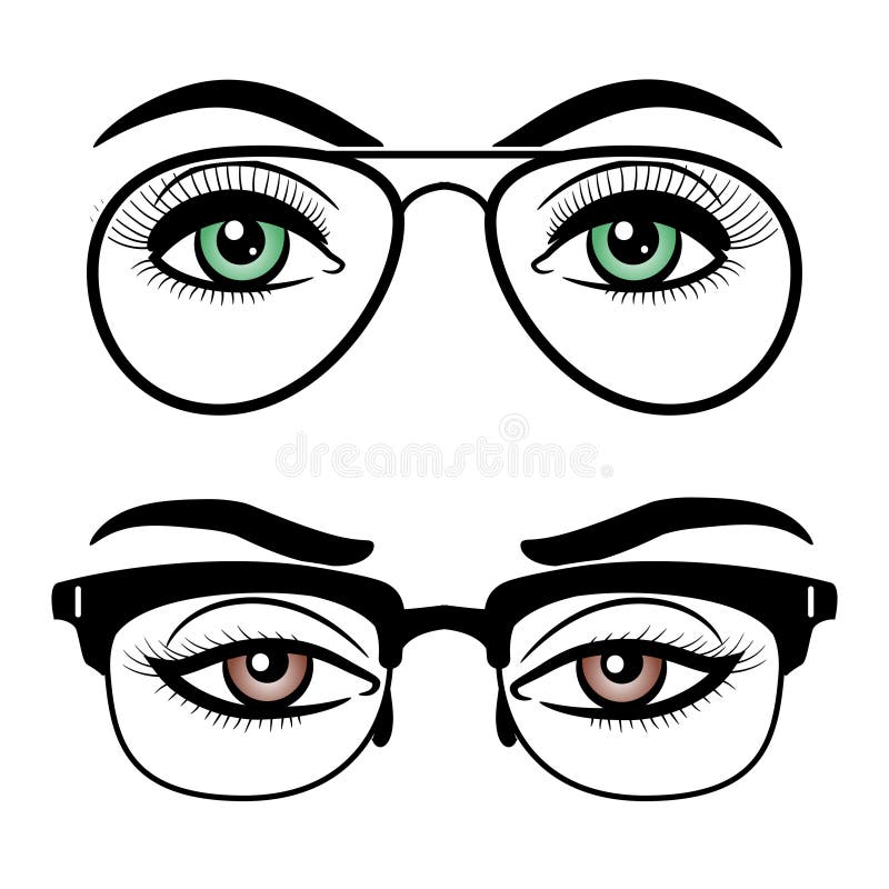 La hembra observa con los vidrios libre illustration La hembra observa con los vidrios libre illustration