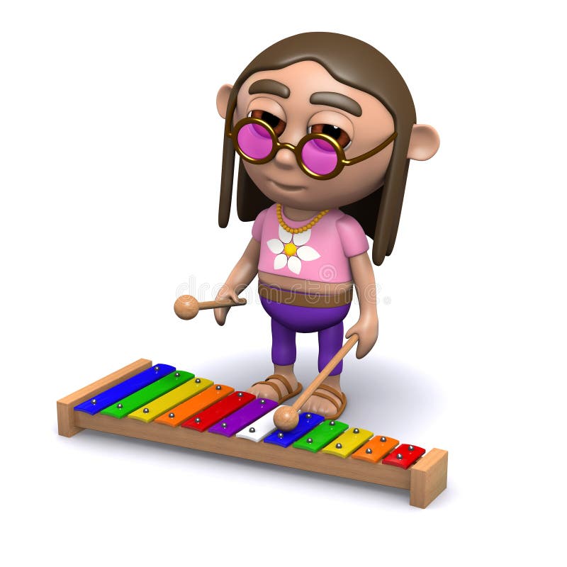 La Hippie 3d Joue Le Xylophone Illustration Stock Illustration du