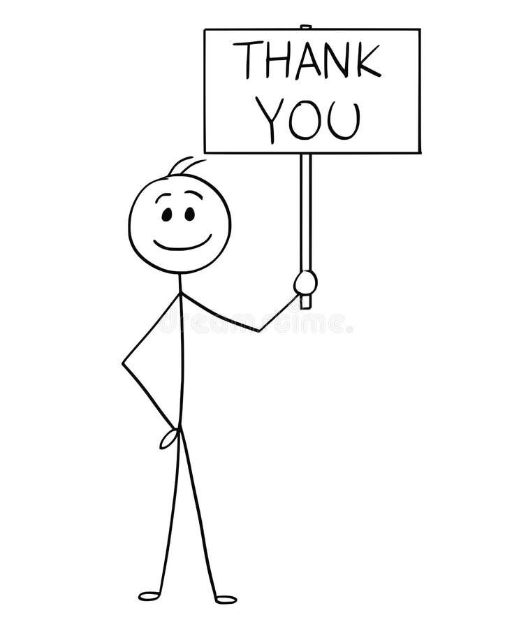 La historieta del hombre sonriente feliz o el hombre de negocios Holding Sign con le agradece mandar un SMS libre illustration La historieta del hombre sonriente feliz o el hombre de negocios Holding Sign con le agradece mandar un SMS libre illustration