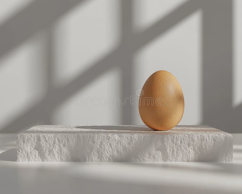 La imagen representa una piedra moteada de color beige sobre un simple fondo de bloque blanco fotografía de archivo