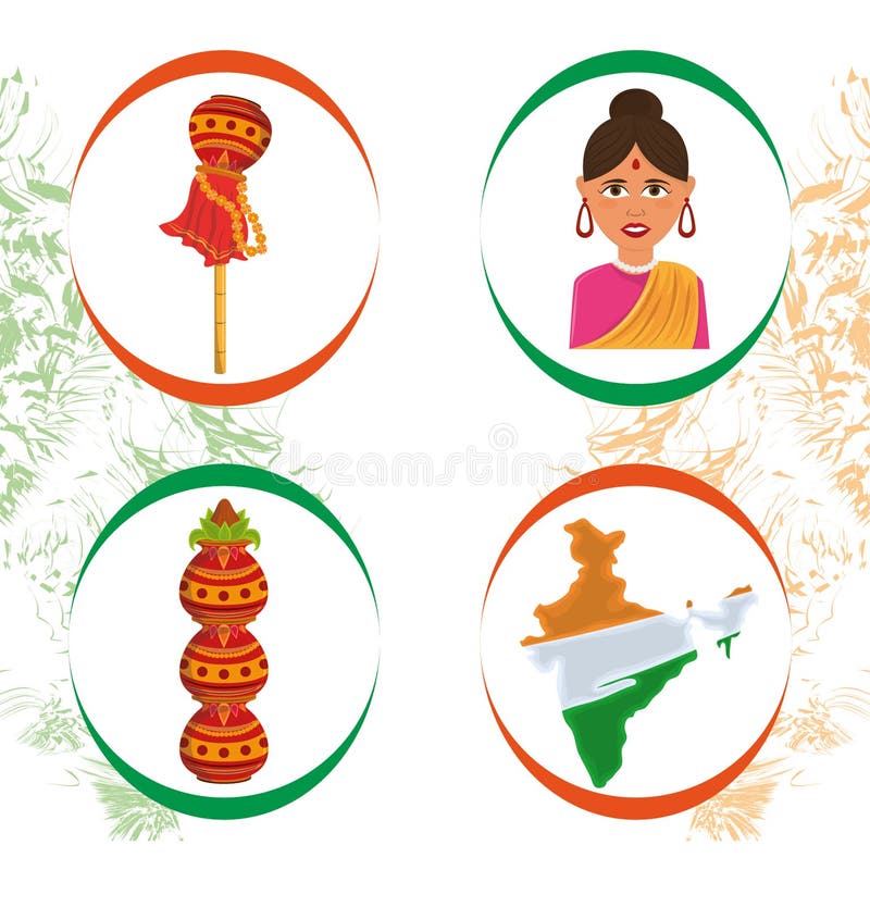 La India fijó de la colección patriótica de los iconos ilustración del vector La India fijó de la colección patriótica de los iconos ilustración del vector