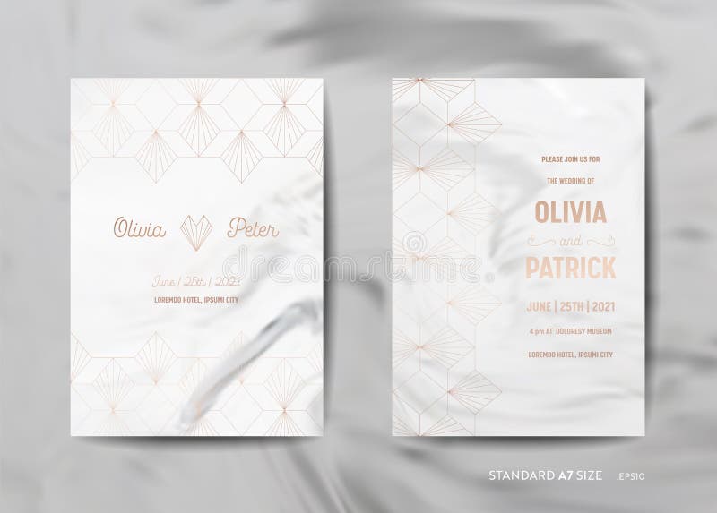 La invitación de la boda carda la colección Ahorre la fecha, RSVP con art déco geométrico de la textura del oro de mármol de moda ilustración del vector La invitación de la boda carda la colección Ahorre la fecha, RSVP con art déco geométrico de la textura del oro de mármol de moda ilustración del vector