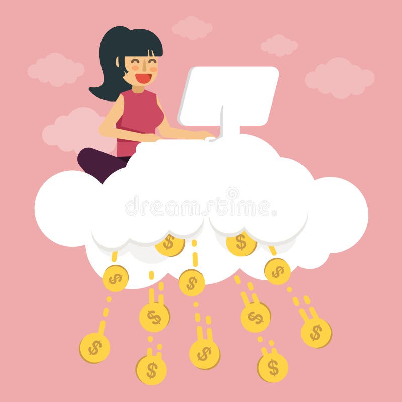La jeune fille gagnent l'argent sur le nuage Illustration de vecteur de concept de commerce électronique illustration de vecteur La jeune fille gagnent l'argent sur le nuage Illustration de vecteur de concept de commerce électronique illustration de vecteur