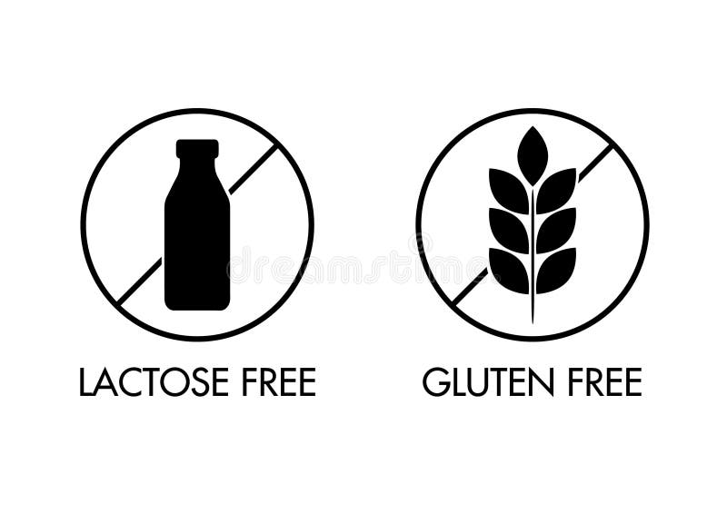  La lactosa y el gluten liberan iconos libre illustration