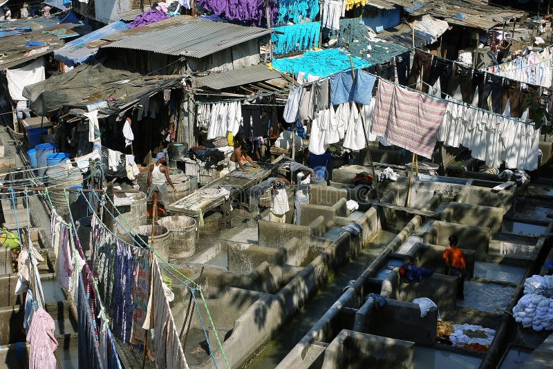La lavanderia dell'aria aperta in Mumbai fotografie stock libere da diritti La lavanderia dell'aria aperta in Mumbai fotografie stock libere da diritti