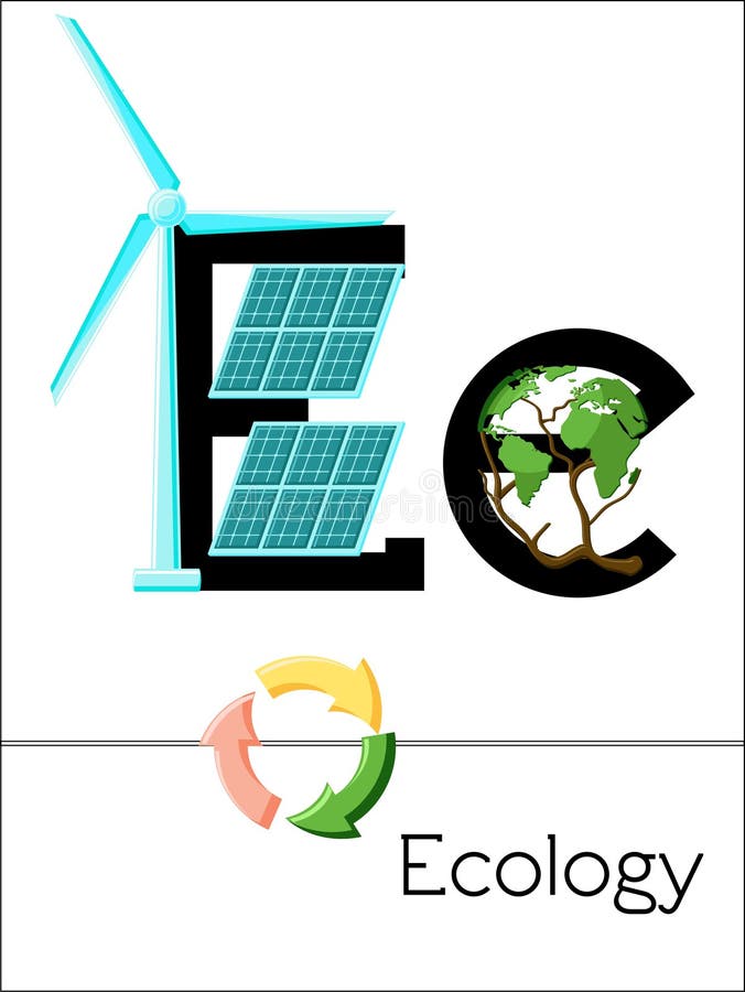 Flash card letter E is for Ecology. Science alphabet for kids. Puzzle ABC flash cards series. Cartoon vector illustration in flat style. Flash card letter E is for Ecology. Science alphabet for kids. Puzzle ABC flash cards series. Cartoon vector illustration in flat style.