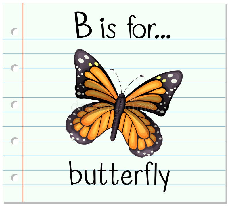 La Lettre B De Flashcard Est Pour Le Papillon Illustration ...
