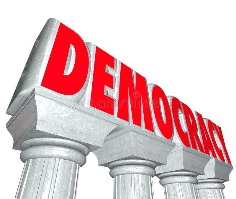 La libertad de las columnas de las letras de la palabra 3d de la democracia elige al gobierno libre illustration La libertad de las columnas de las letras de la palabra 3d de la democracia elige al gobierno libre illustration