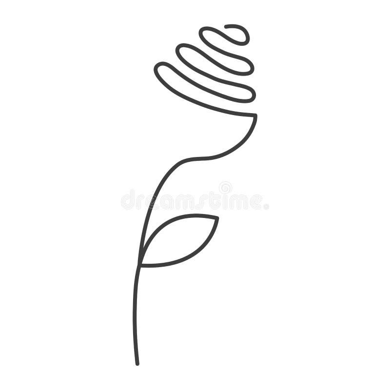 La ligne continue a monté avec des feuilles - logo moderne abstrait ou décoration illustration libre de droits La ligne continue a monté avec des feuilles - logo moderne abstrait ou décoration illustration libre de droits