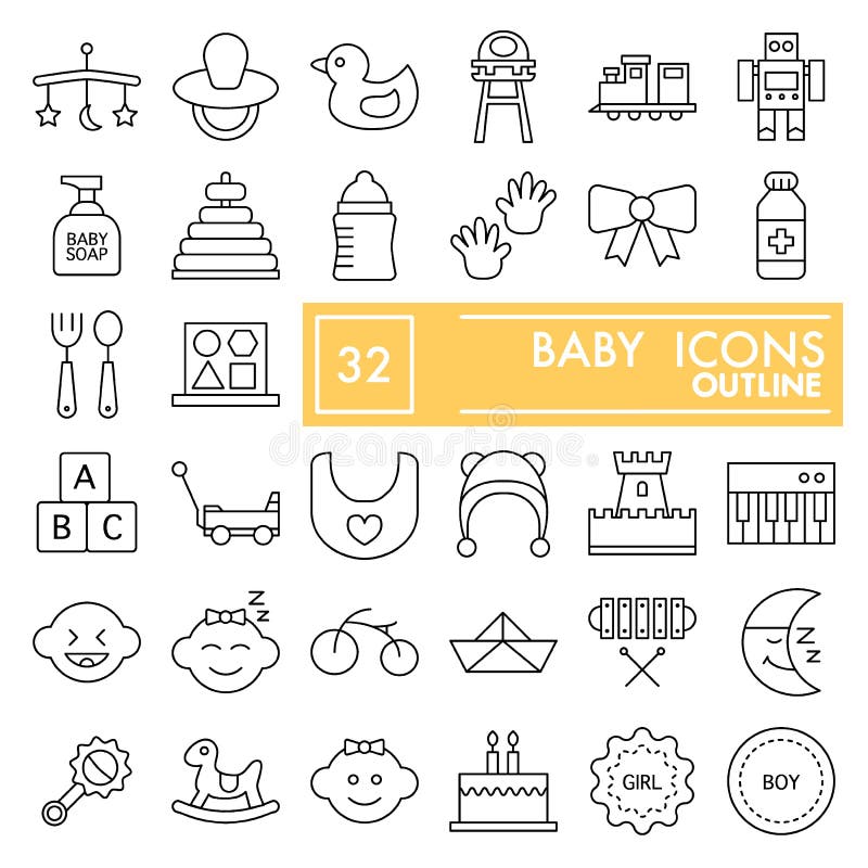 La ligne mince ensemble d'icône, symboles collection, croquis de vecteur, illustrations de logo, enfants de bébé de jouet signe l illustration de vecteur La ligne mince ensemble d'icône, symboles collection, croquis de vecteur, illustrations de logo, enfants de bébé de jouet signe l illustration de vecteur