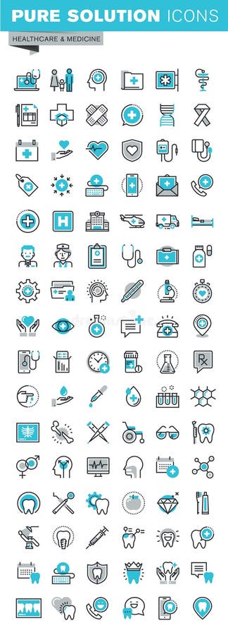 La ligne mince moderne icônes plates de conception a placé des fournitures médicales, du diagnostic de soins de santé et du trait