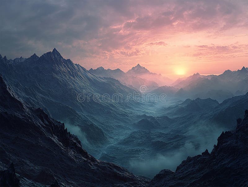 La luce naturale del sole illumina le montagne illustrazione di stock