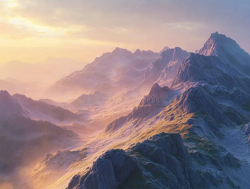 La luce naturale del sole illumina le montagne illustrazione di stock