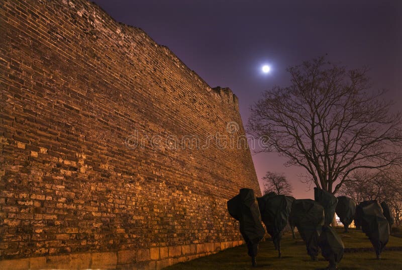 La lune de mur de ville Stars la nuit Pékin Chine images libres de droits La lune de mur de ville Stars la nuit Pékin Chine images libres de droits