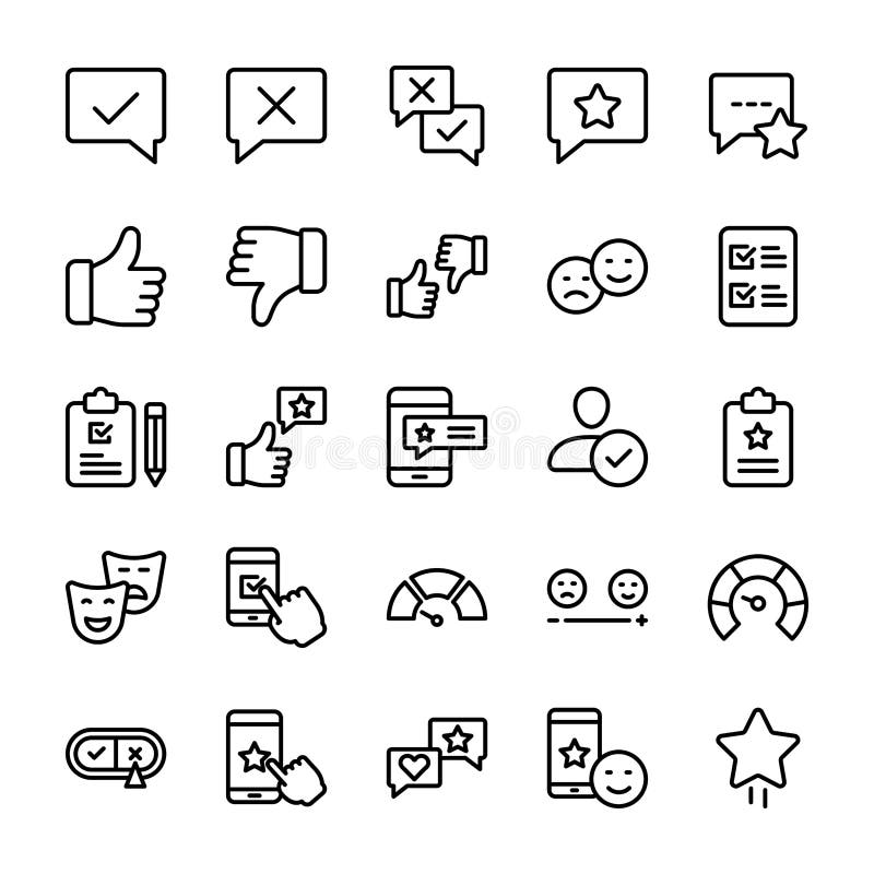 La línea emocional iconos de la opinión y de la lista de control embala libre illustration La línea emocional iconos de la opinión y de la lista de control embala libre illustration