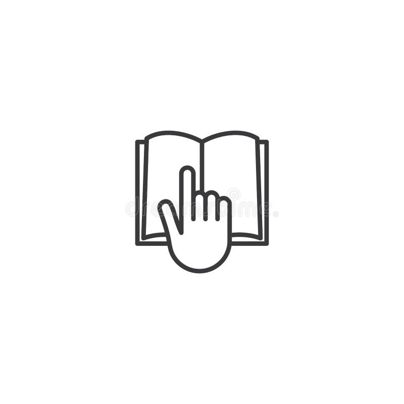 La línea explora, reserva con el icono de la mano en el fondo blanco stock de ilustración