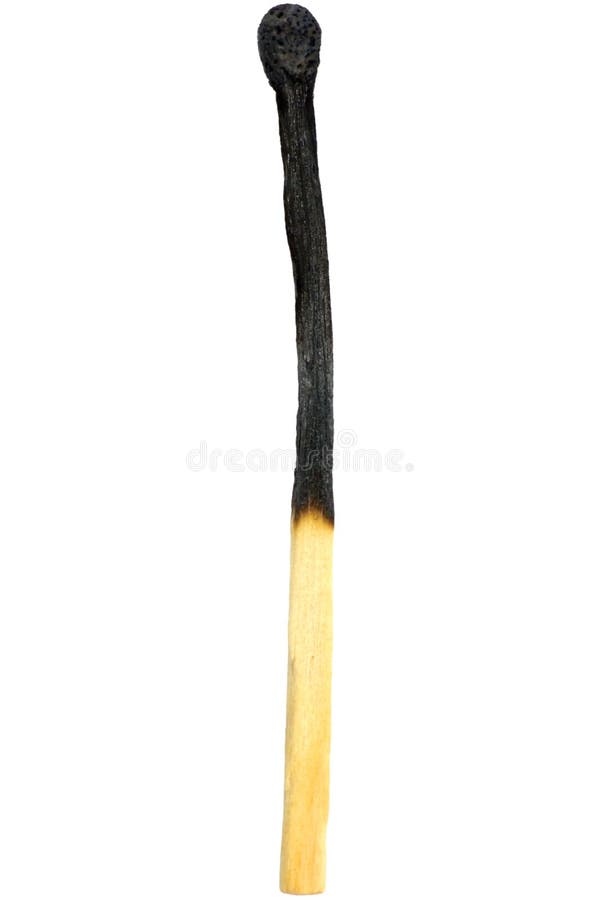 La macro bruciata della corrispondenza ha bruciato il matchstick isolato fotografia stock libera da diritti La macro bruciata della corrispondenza ha bruciato il matchstick isolato fotografia stock libera da diritti