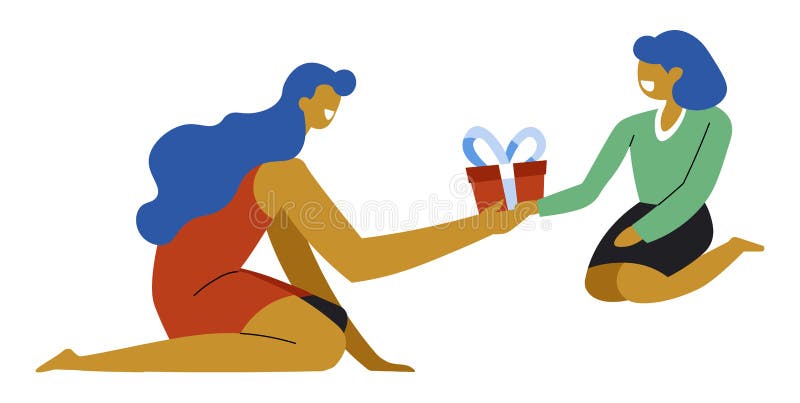 La madre dà il regalo al bambino, festeggia il compleanno royalty illustrazione gratis La madre dà il regalo al bambino, festeggia il compleanno royalty illustrazione gratis