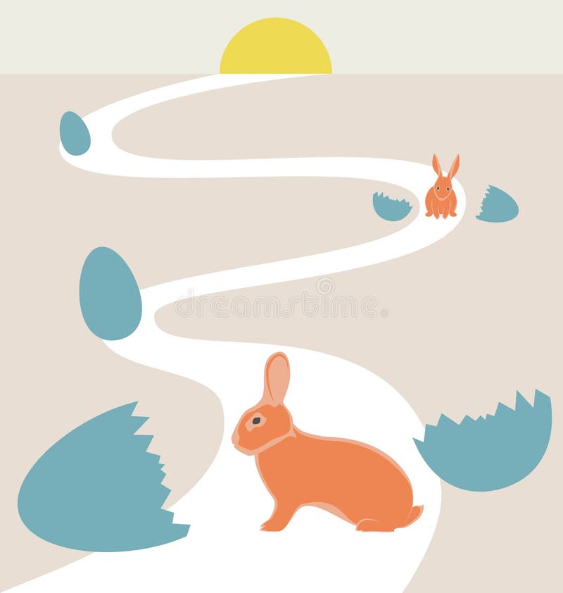 La manera de conejos tramó del huevo al sol stock de ilustración La manera de conejos tramó del huevo al sol stock de ilustración