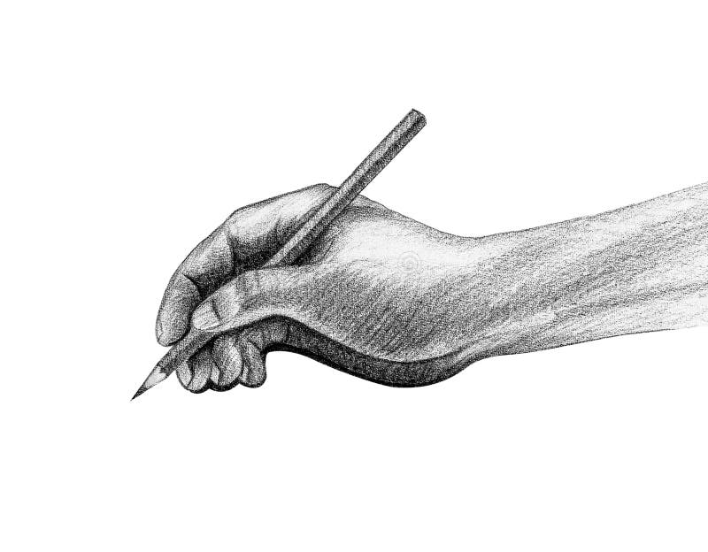 La mano con el lápiz escribe el dibujo libre illustration La mano con el lápiz escribe el dibujo libre illustration