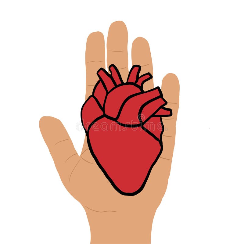 La mano da el ejemplo del vector de la donaci?n del coraz?n ilustración del vector La mano da el ejemplo del vector de la donaci?n del coraz?n ilustración del vector