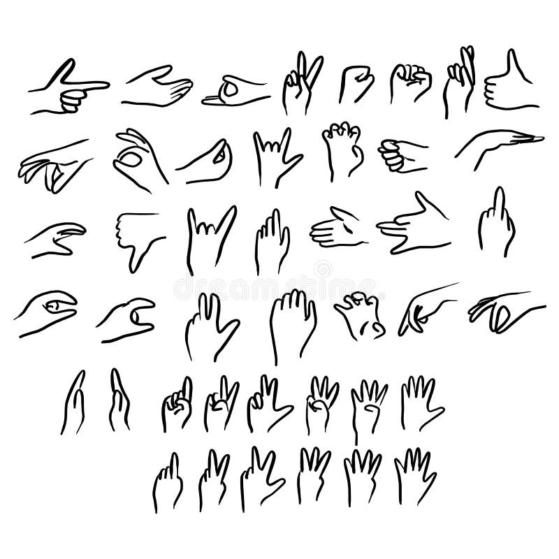 La mano humana gesticula la mano determinada del garabato del bosquejo del ejemplo del vector dibujada con las líneas negras aisl stock de ilustración La mano humana gesticula la mano determinada del garabato del bosquejo del ejemplo del vector dibujada con las líneas negras aisl stock de ilustración