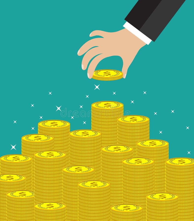 La mano puso la moneda a la escalera del dinero libre illustration La mano puso la moneda a la escalera del dinero libre illustration
