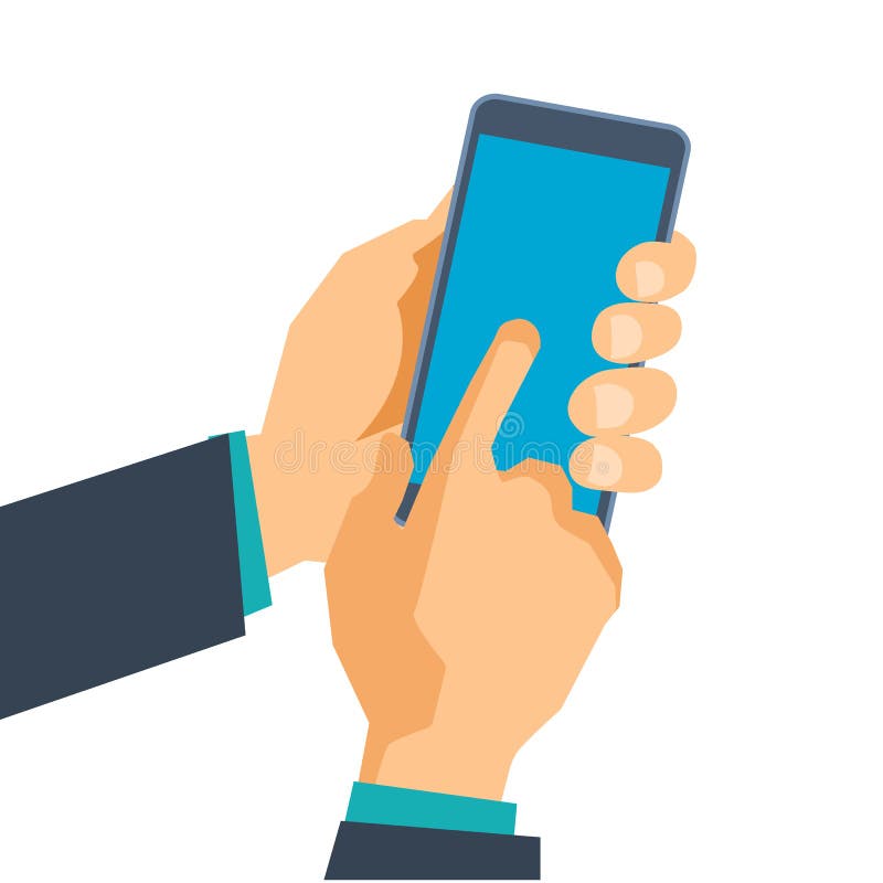 La mano sostiene el teléfono Software en el smartphone Aplicaciones móviles ilustración del vector La mano sostiene el teléfono Software en el smartphone Aplicaciones móviles ilustración del vector