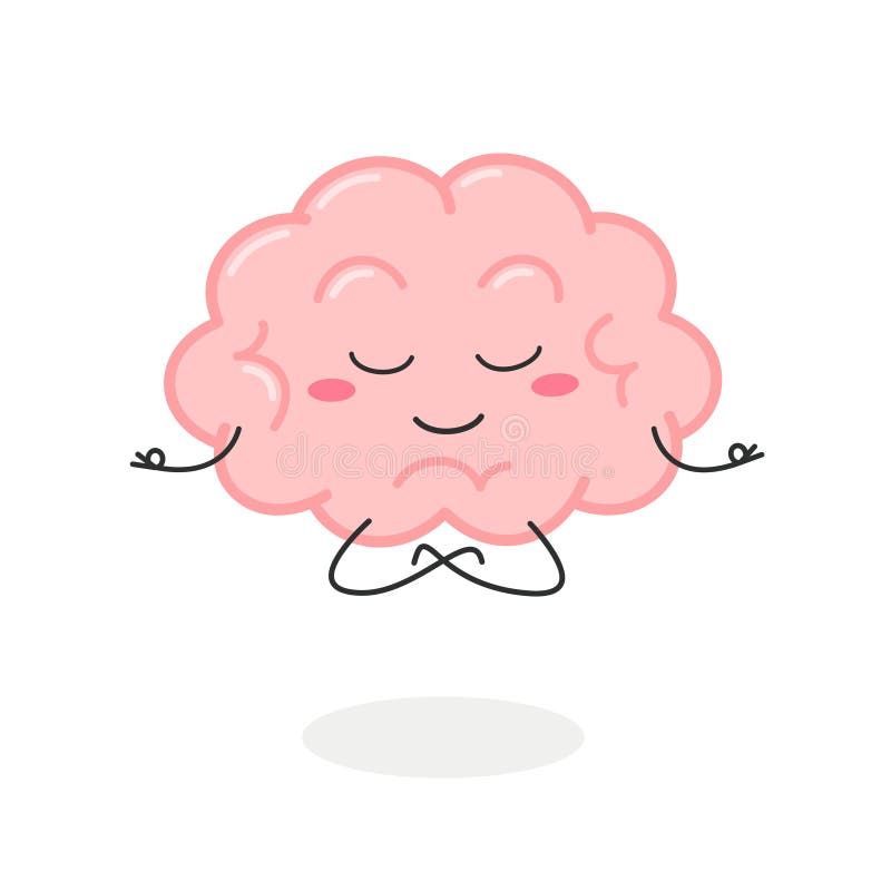 La meditazione del personaggio del cervello di una vignetta in posa di loto